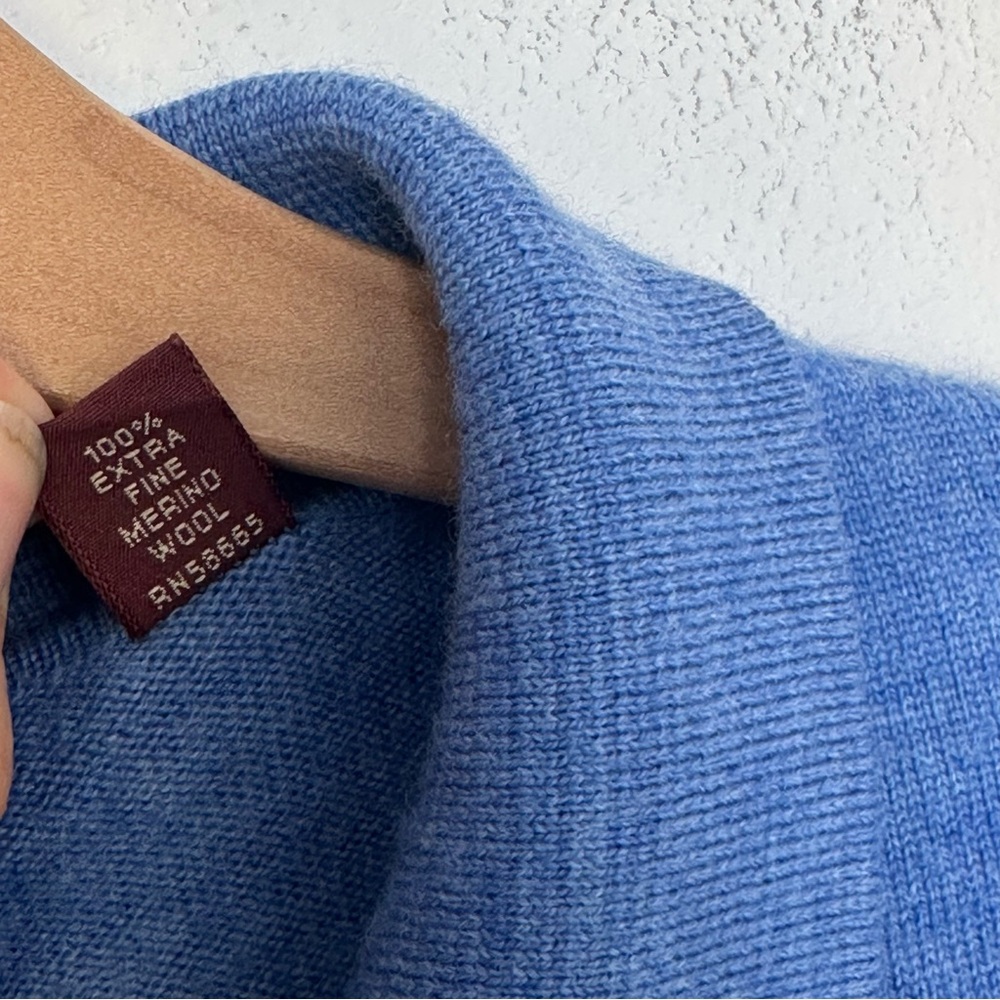 Vintage Nordstrom Polo Sweater 100% Merino Wool Made in Italy Sz XXL Tall Blue - Picture 9 of 12